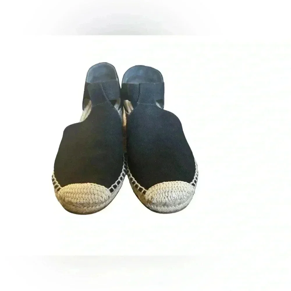 Tory Burch Women's Black Catalina Espadrille Wedge Sandal size 9M